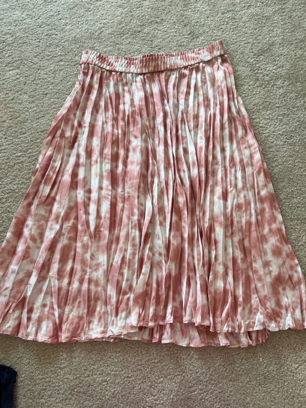 Time and Tru Pink Tie-Dye Pleated Midi Skirt